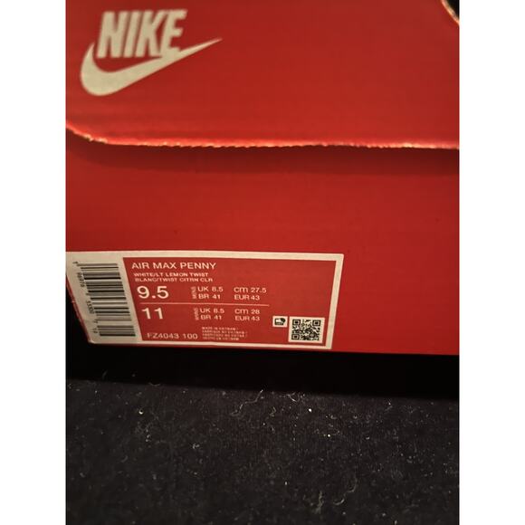 Nike Air Max Penny 1 Penny Story Men’s 9.5 FZ4043-100 White Light Lemon 11W - Picture 9 of 9